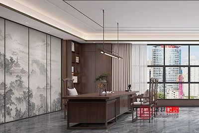 中式經(jīng)理辦公室設計裝修案例